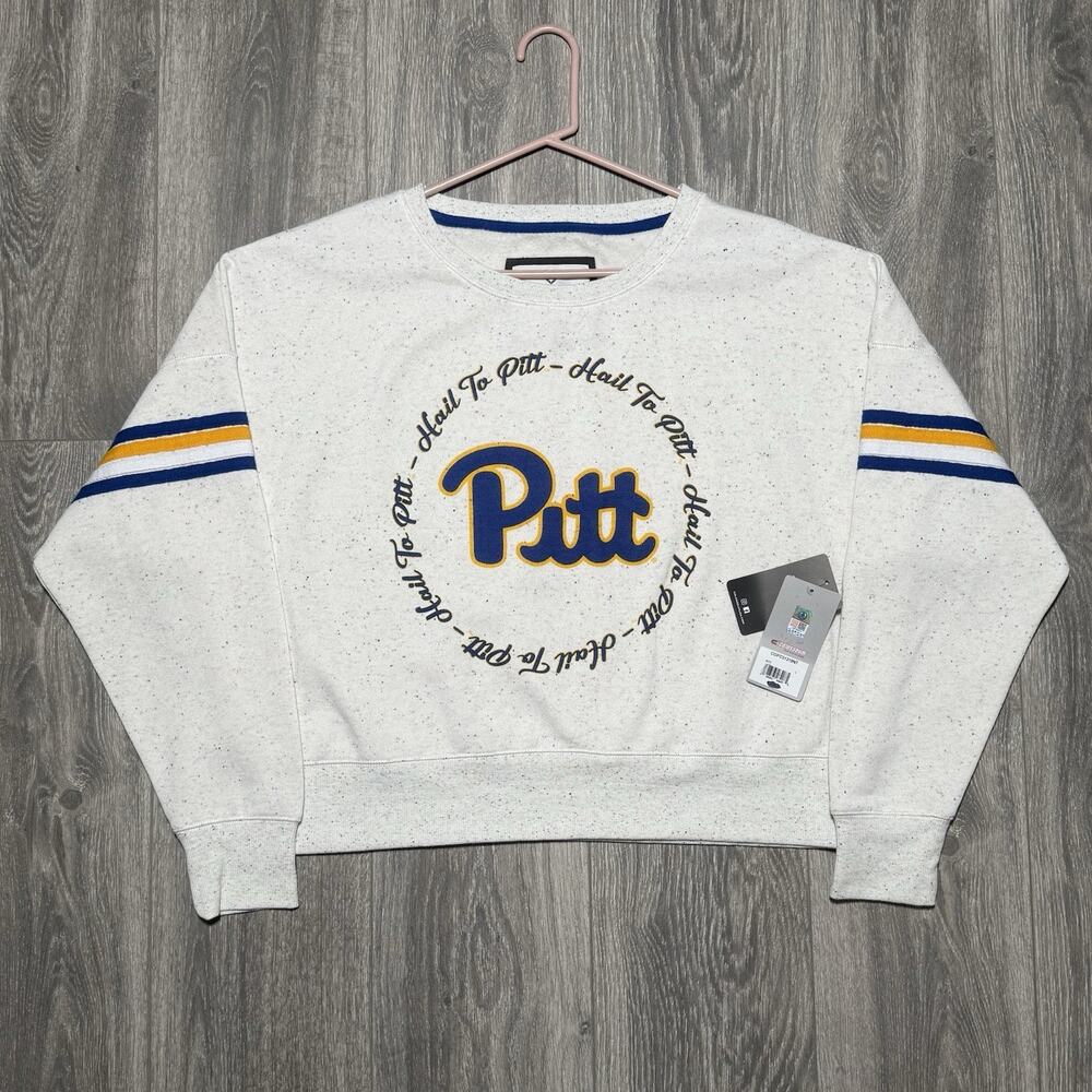 NWT Women’s Colosseum Pitt Panthers Size L Crewneck Speckled Cropped Sweatshirt - Picture 2 of 10